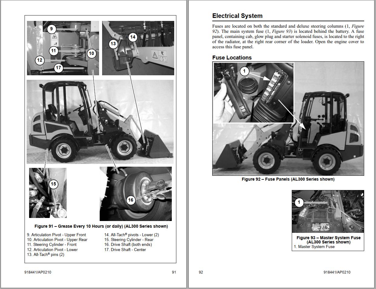 GEHL Articulated Loader AL140 AL240 AL340 Operators Manual 918441A 1