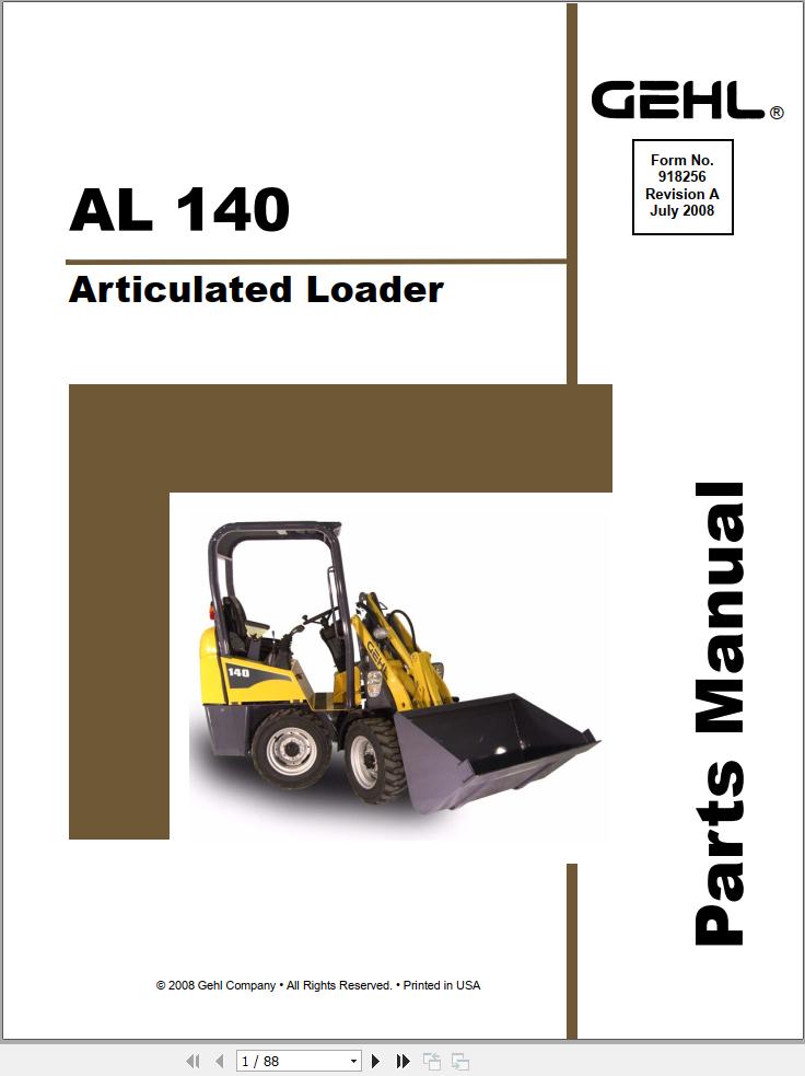 GEHL Articulated Loader AL140 Parts Manual