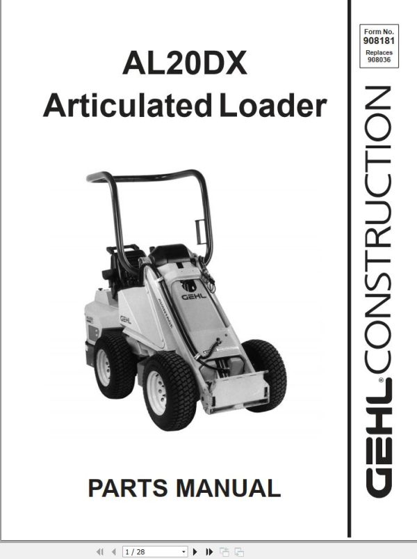 GEHL Articulated Loader AL20DX Parts Manual 908181A