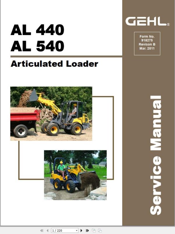 GEHL Articulated Loader AL440 AL540 Service Manual 918275B