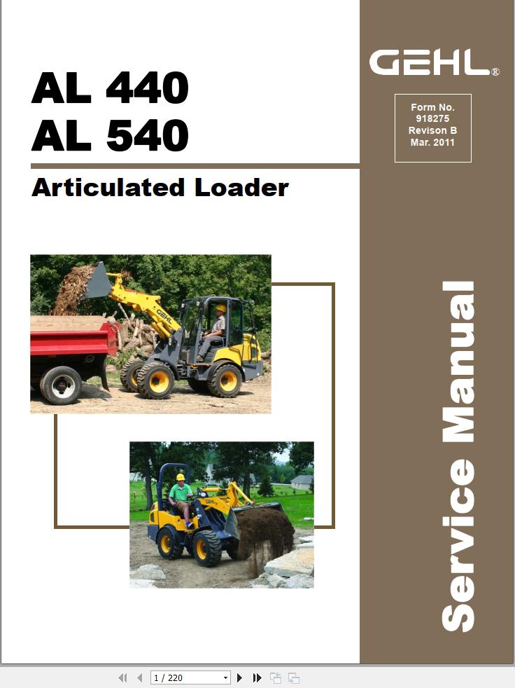GEHL Articulated Loader AL440 AL540 Service Manual 918275B