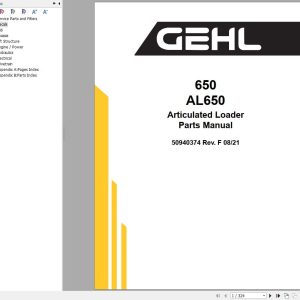 GEHL Articulated Loader AL650 Parts Manual 50940374F