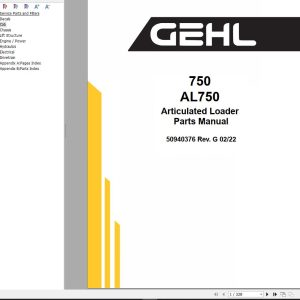 GEHL Articulated Loader AL750 Parts Manual 50940376G