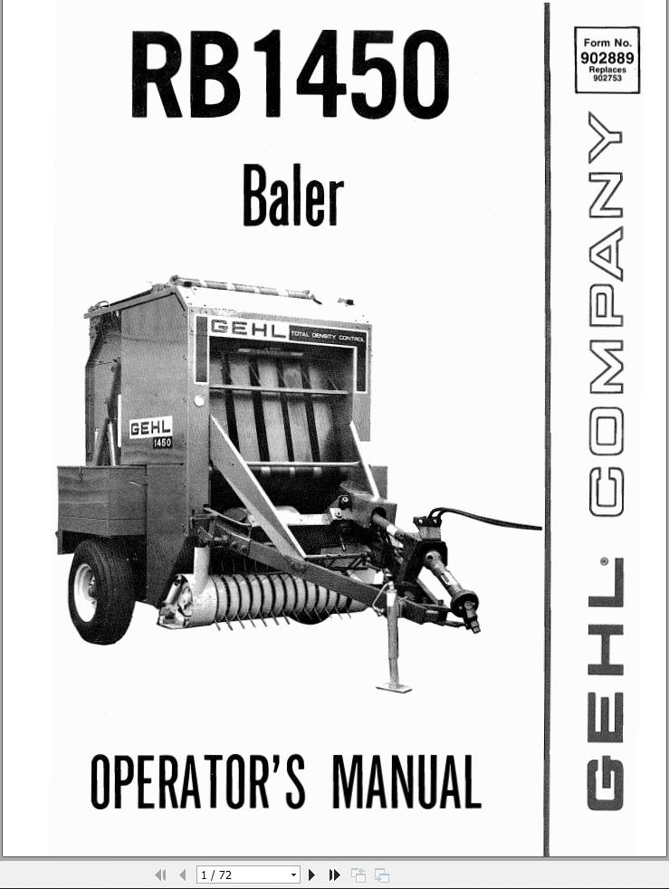 GEHL Baler RB1450 Operators Manual 902889A