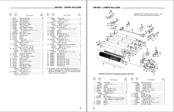 GEHL Baler RB1500 Service Parts Manual 902586A 1