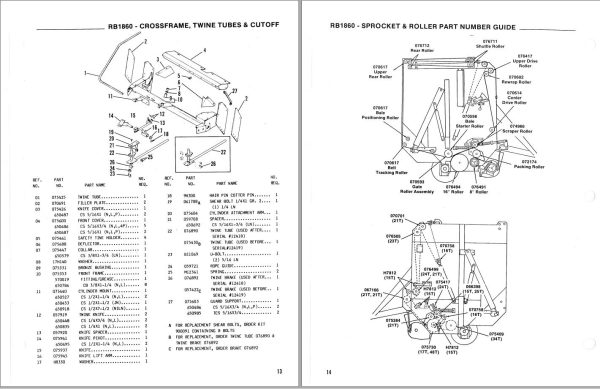 GEHL Baler RB1860 Service Parts Manual 903416A 1