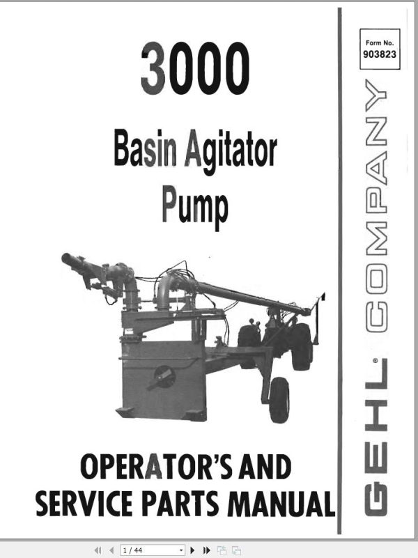 GEHL Basin Agitator Pump 3000 Operators and Service Parts Manual 903823A