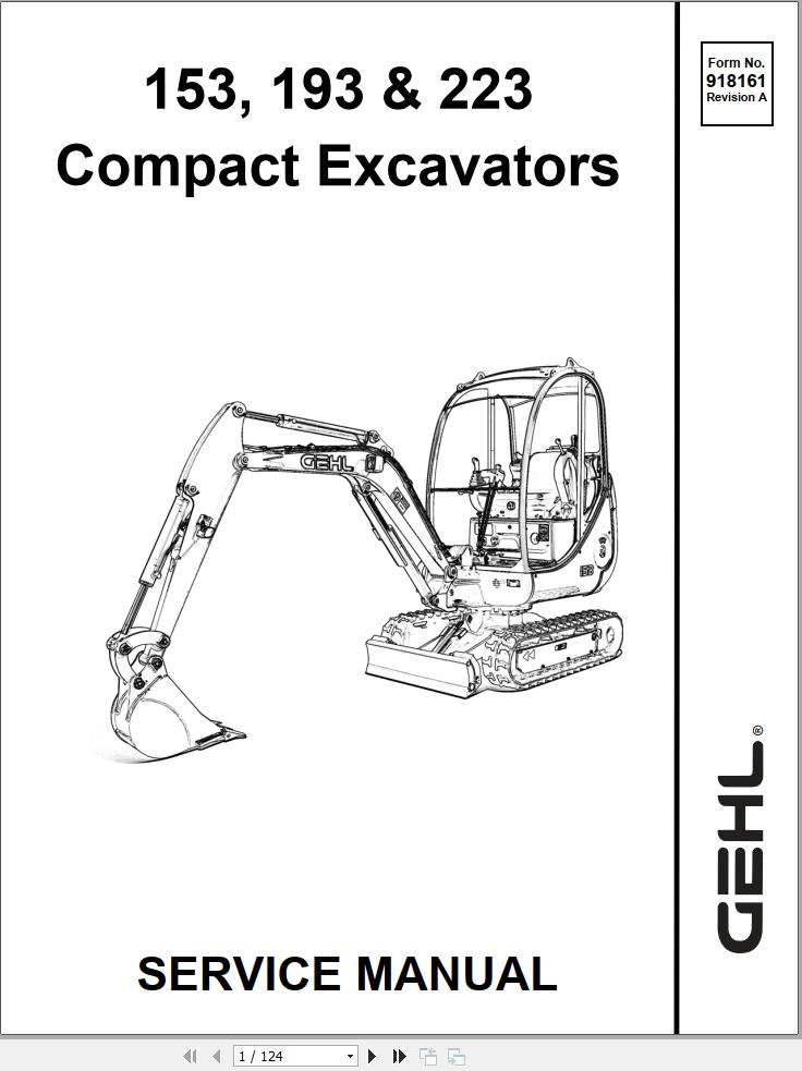 GEHL Compact Excavator 153 193 223 Service Manual 918161A