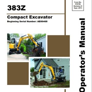 GEHL Compact Excavator 383Z Operators Manual 918196E