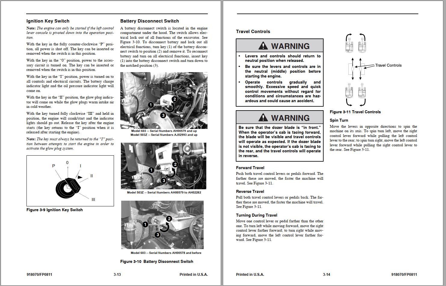GEHL Compact Excavator 503Z 603 Operators Manual 918070F 1