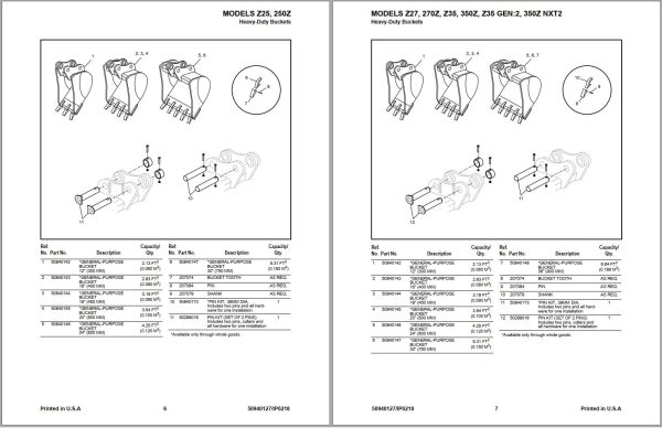 GEHL Compact Excavator Z17 to M1000M Parts Manual 50940127I 1