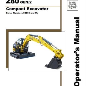 GEHL Compact Excavator Z80 Gen2 Operators Manual 50940322B