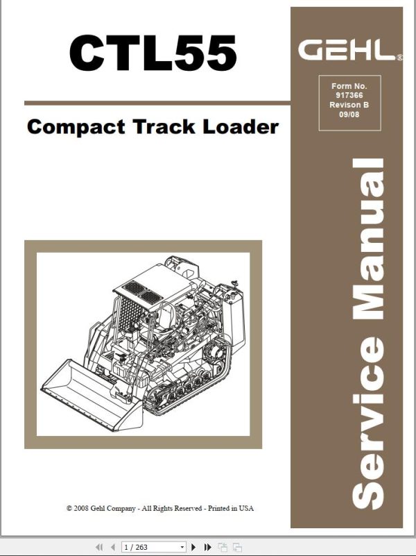 GEHL Compact Track Loader CTL55 Service Manual 917366b