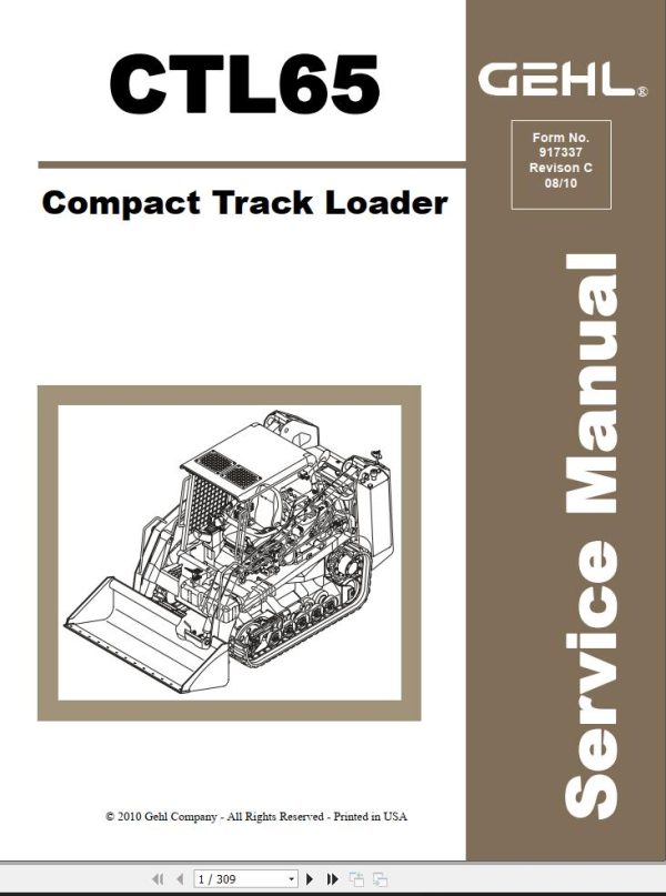 GEHL Compact Track Loader CTL65 Service Manual 917337c