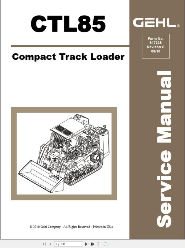 GEHL Compact Track Loader CTL85 Service Manual 917338c