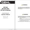 GEHL Compact Track Loader RT105 RT105 X Series Operators Manual 50950434I