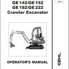 GEHL Crawler Excavator GE142 GE152 GE192 GE222 Operators Manual 908049A