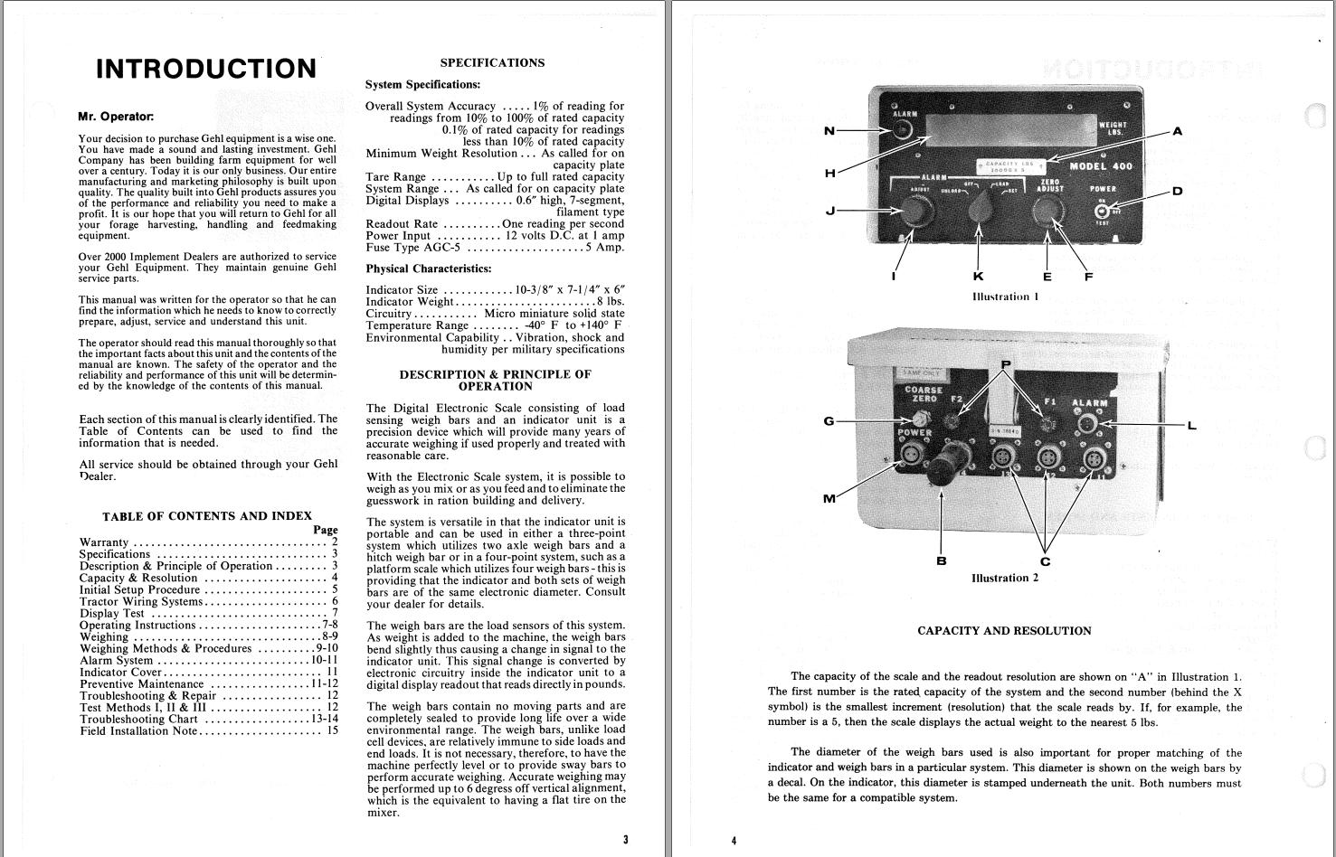 GEHL Digital Readout Scale Operators Manual 902251A 1