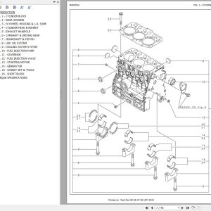 GEHL Engine 3TNV70 XBV Parts Manual 50940095