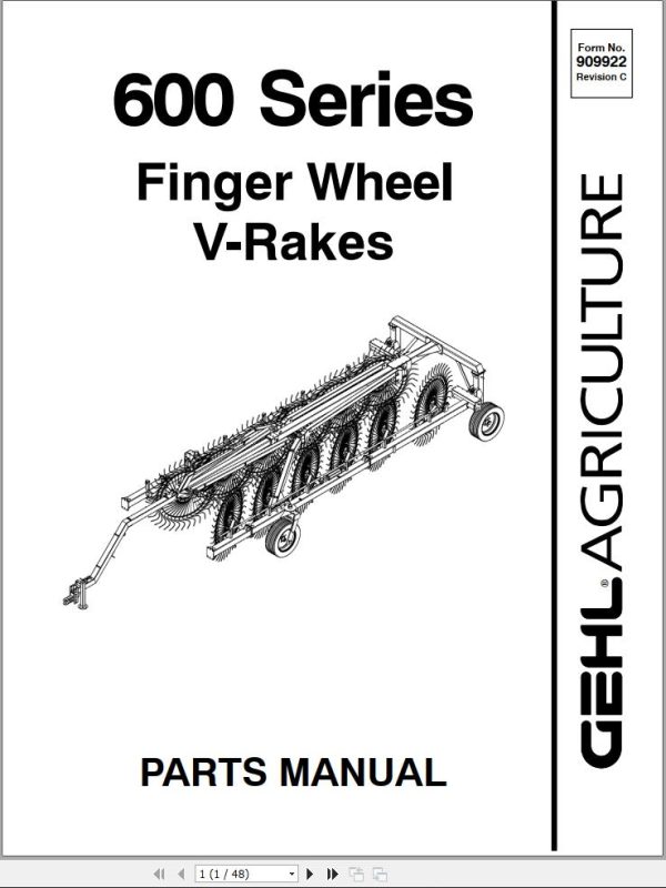 GEHL Finger Wheel V Rakes 600 Series Parts Manual 909922C