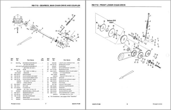 GEHL Fixed Chamber Round Baler 1710 Service Parts Manual 906076A 1
