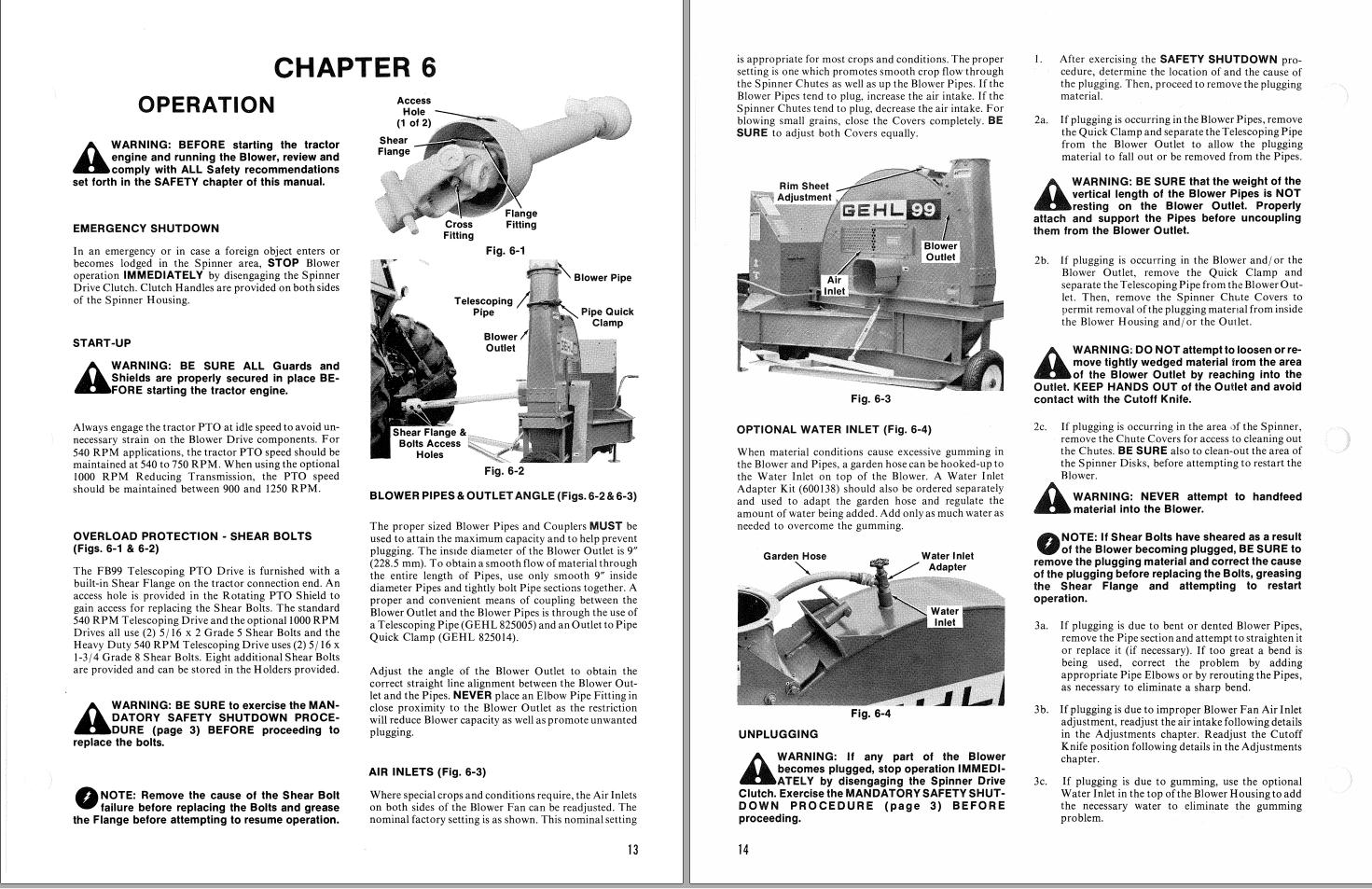 GEHL Forage Blower FB99 Operators Manual 902793C 1