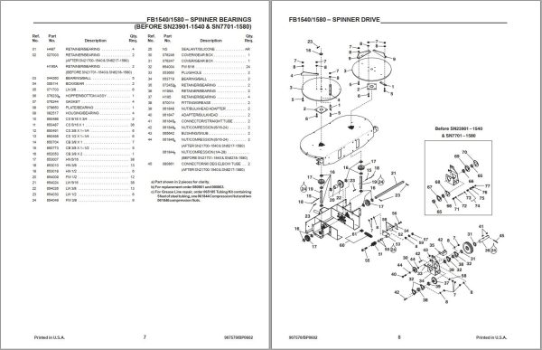 GEHL Forage Blowers 1540 1580 Parts Manual 907570B 1