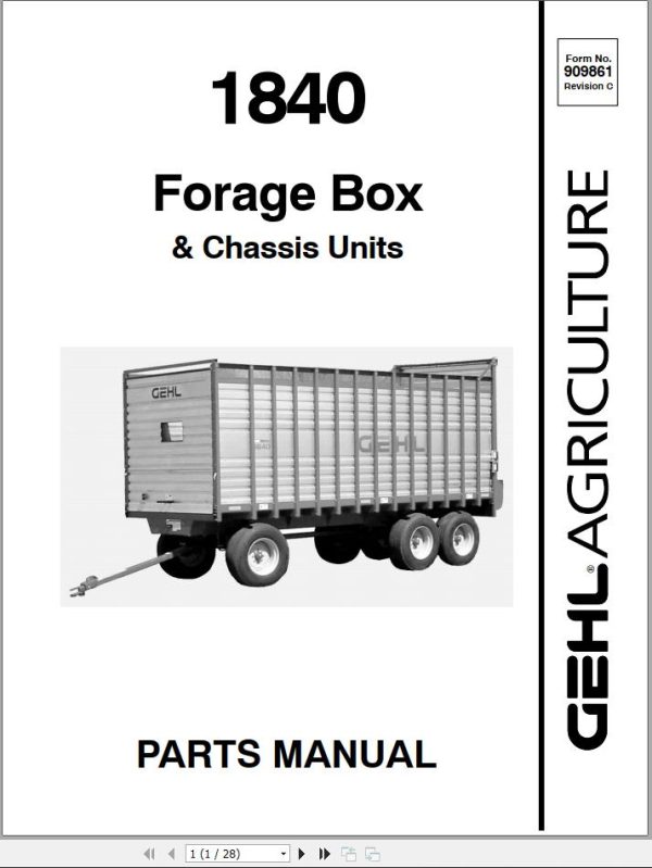 GEHL Forage Box 1840 Parts Manual 909861C