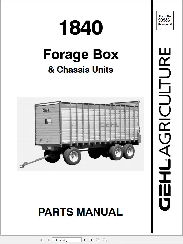 GEHL Forage Box 1840 Parts Manual 909861C