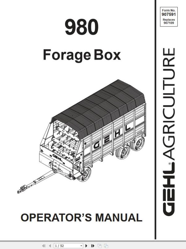 GEHL Forage Box 980 Operators Manual 907591A