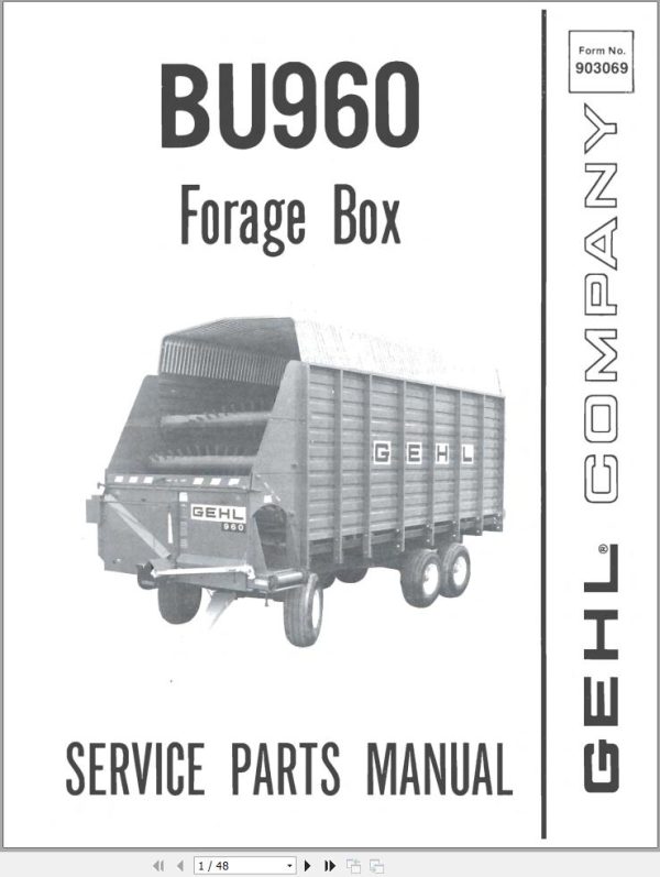 GEHL Forage Box BU960 Service Parts Manual 903069A