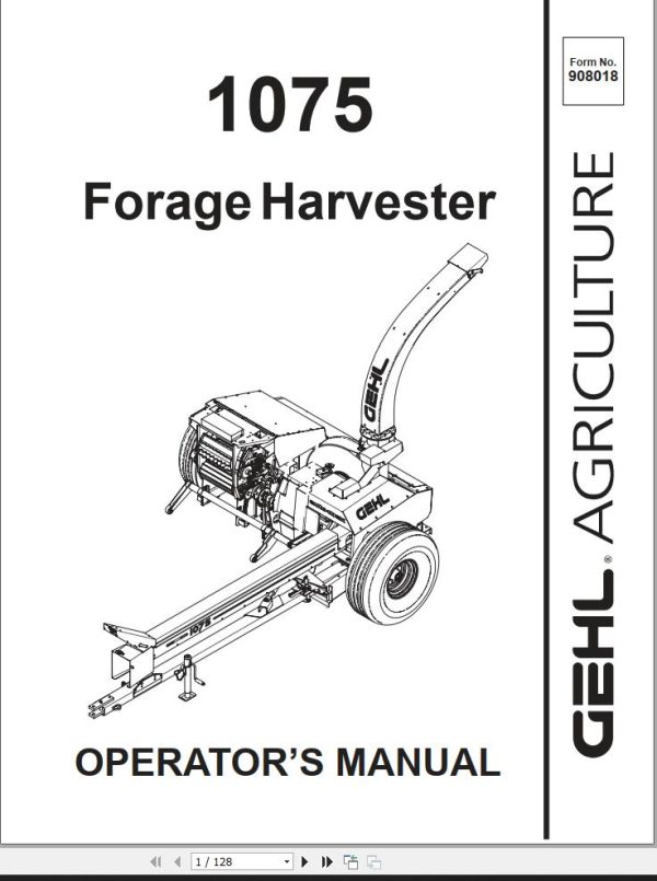 GEHL Forage Harvester 1075 Operators Manual 908018A