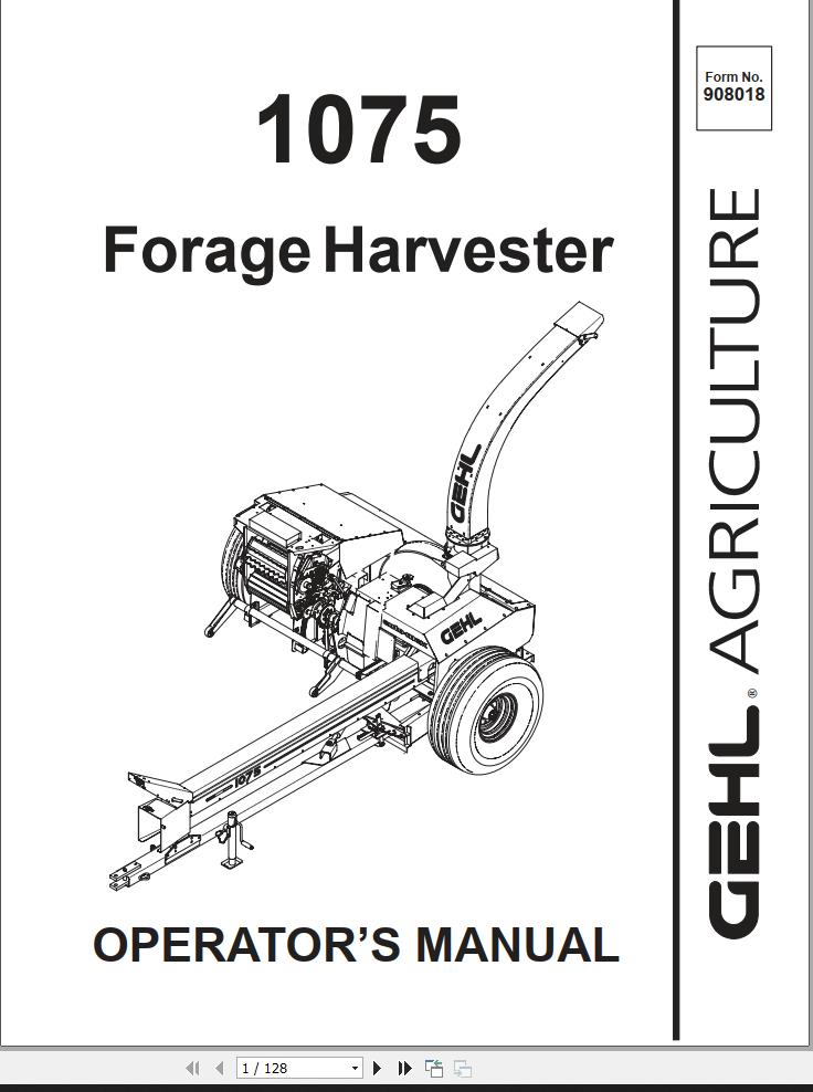 GEHL Forage Harvester 1075 Operators Manual 908018A