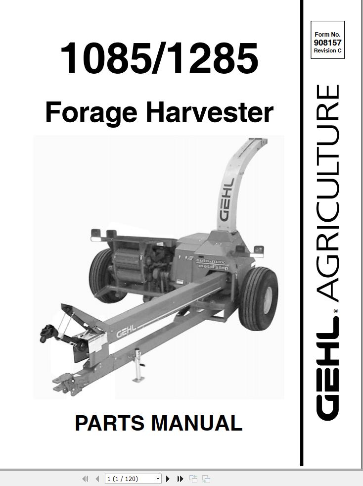 GEHL Forage Harvester 1085 1285 Parts Manual 908157C