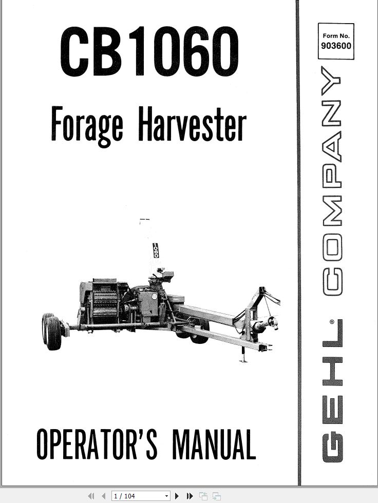 GEHL Forage Harvester CB1060 Operators Manual 903600A 1