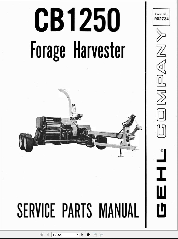 GEHL Forage Harvester CB1250 Service Parts Manual 902734A