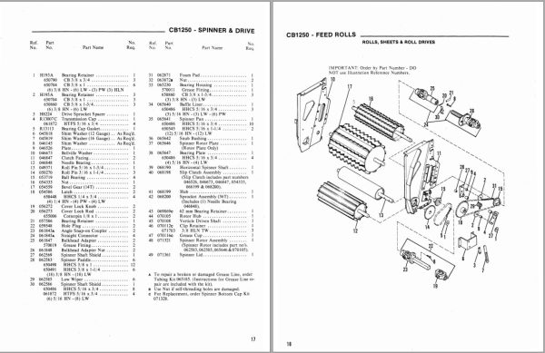 GEHL Forage Harvester CB1250 Service Parts Manual 902734A 1