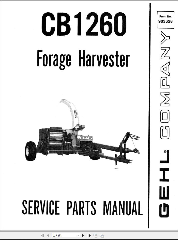 GEHL Forage Harvester CB1260 Service Parts Manual 903628A