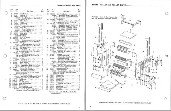 GEHL Forage Harvester CB400 Service Parts Manual 901669A 1