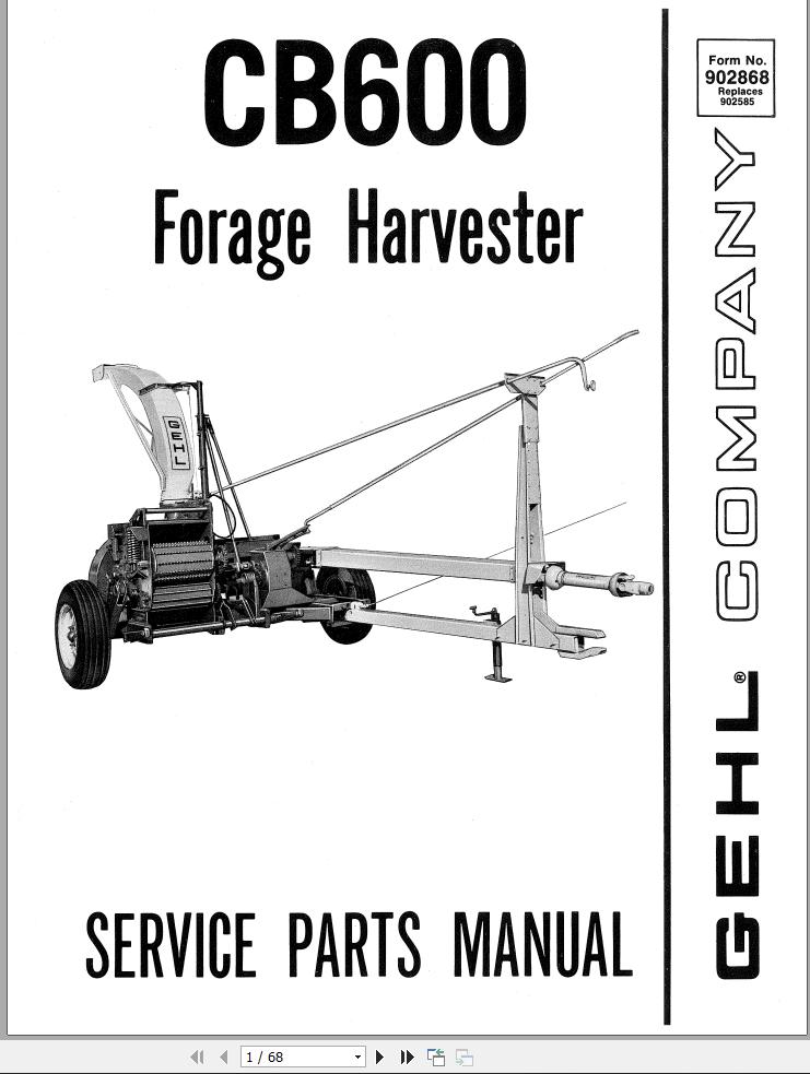 GEHL Forage Harvester CB600 Service Parts Manual 902868A