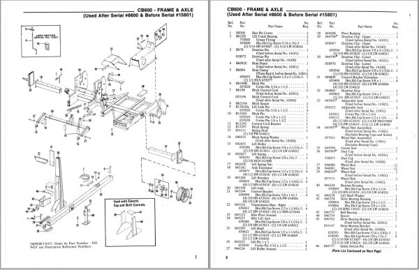 GEHL Forage Harvester CB600 Service Parts Manual 902868A 1