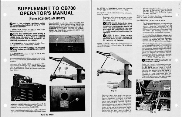 GEHL Forage Harvester CB700 Operators Manual 902106A 1