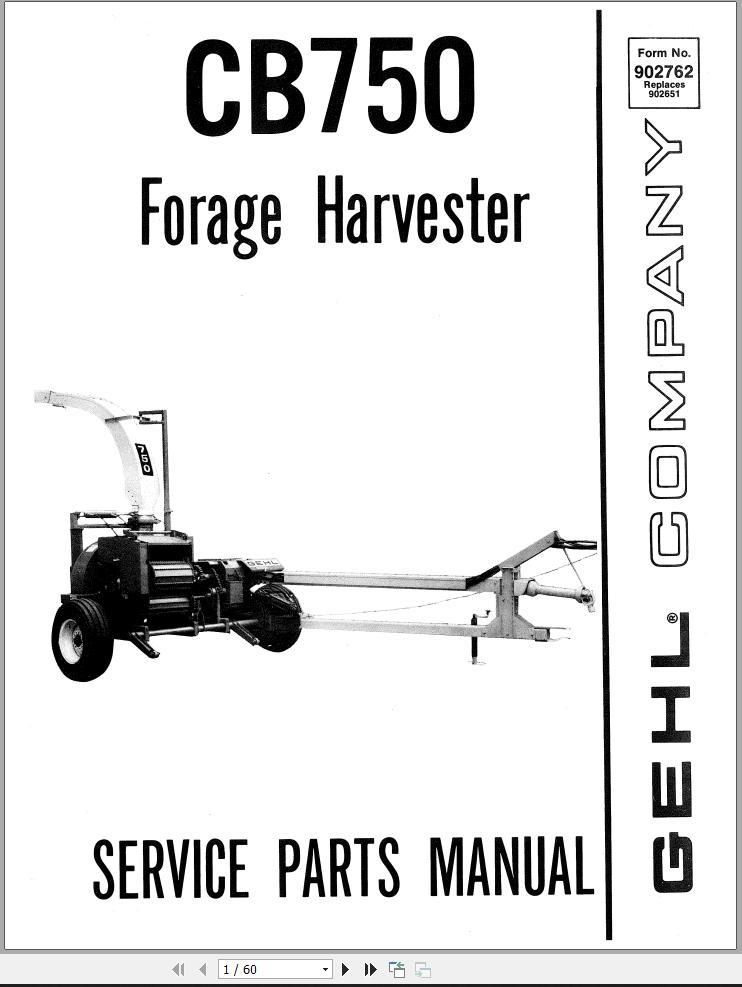 GEHL Forage Harvester CB750 Service Parts Manual 902762A