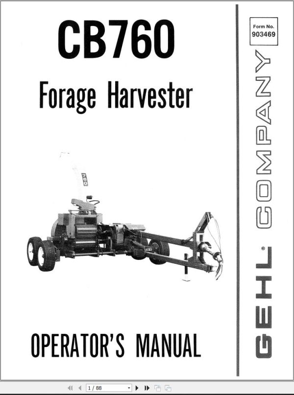 GEHL Forage Harvester CB760 Operators Manual 903469A