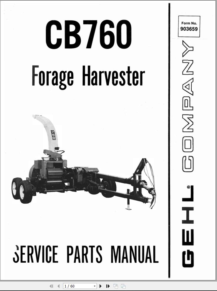 GEHL Forage Harvester CB760 Service Parts Manual 903659A