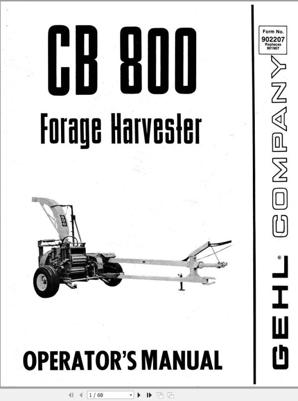 GEHL Forage Harvester CB800 Operators Manual 902207A