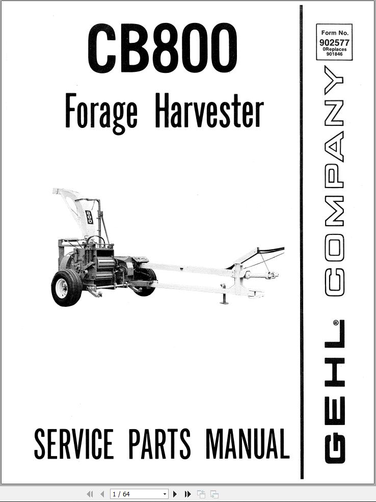 GEHL Forage Harvester CB800 Service Parts Manual 902577A