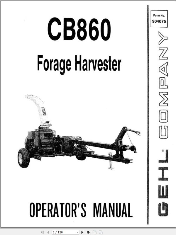 GEHL Forage Harvester CB860 Operators Manual 904075A