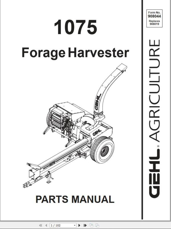 GEHL Forage Harvesters 1075 Parts Manual 908044A
