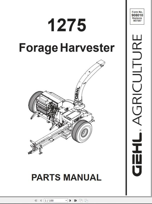 GEHL Forage Harvesters 1275 Parts Manual 908010A